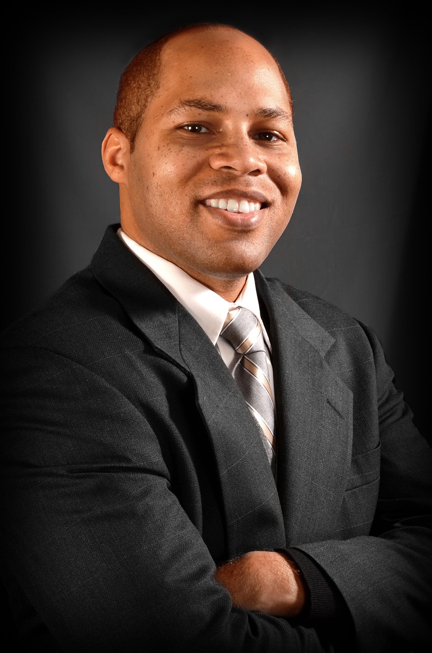 portrait, adult, man, black man, businessman, man in suit, attractive, suit and tie, smiling man, executive, successful, professional, male, boss, guy, work, gray businessman